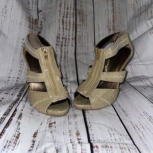 Moda Spana Zipper Gold Sparkle Heels